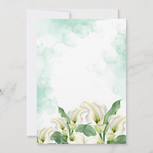 Elegante witte Calla Lily Green Splash Verjaardag Kaart (Achterkant)