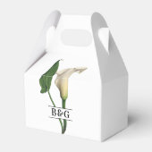 Elegante witte Calla Lily Groene Botanische Bruilo Bedankdoosjes (Achterkant)
