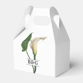 Elegante witte Calla Lily Groene Botanische Bruilo Bedankdoosjes