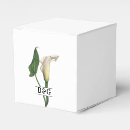 Elegante witte Calla Lily Groene Botanische Bruilo Bedankdoosjes