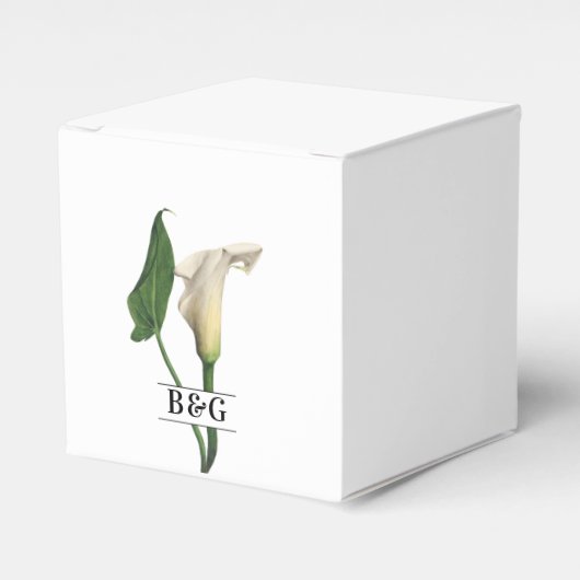 Elegante witte Calla Lily Groene Botanische Bruilo Bedankdoosjes (Voorkant Zijde)