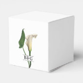 Elegante witte Calla Lily Groene Botanische Bruilo Bedankdoosjes (Achterkant)