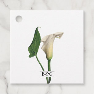 Elegante witte Calla Lily Groene Botanische Bruilo Bedankjes Labels