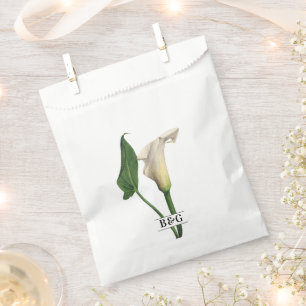 Elegante witte Calla Lily Groene Botanische Bruilo Bedankzakje