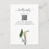 Elegante witte Calla Lily Groene Botanische Bruilo Informatiekaartje (Voorkant)
