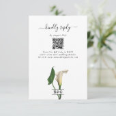 Elegante witte Calla Lily Groene Botanische Bruilo Informatiekaartje (Staand voorkant)