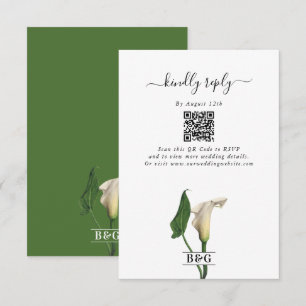 Elegante witte Calla Lily Groene Botanische Bruilo Informatiekaartje