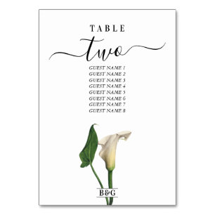 Elegante witte Calla Lily Groene Botanische Bruilo Kaart