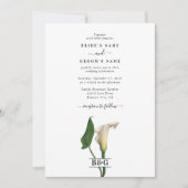 Elegante witte Calla Lily Groene Botanische Bruilo Kaart (Voorkant)