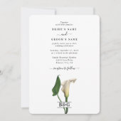 Elegante witte Calla Lily Groene Botanische Bruilo Kaart (Voorkant)
