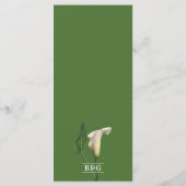 Elegante witte Calla Lily Groene Botanische Bruilo Menu (Achterkant)