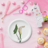 Elegante witte Calla Lily Groene Botanische Bruilo Papieren Bordje (Feest)