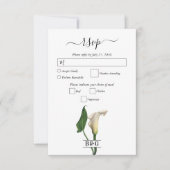 Elegante witte Calla Lily Groene Botanische Bruilo RSVP Kaartje (Voorkant)