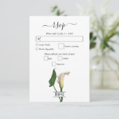 Elegante witte Calla Lily Groene Botanische Bruilo RSVP Kaartje (Staand voorkant)