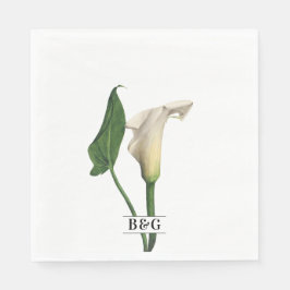 Elegante witte Calla Lily Groene Botanische Bruilo Servet