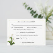 Elegante witte Calla Lily RSVP Kaartje (Staand voorkant)
