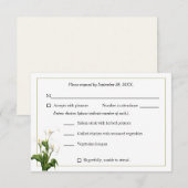 Elegante witte Calla Lily RSVP Kaartje (Voorkant / Achterkant)