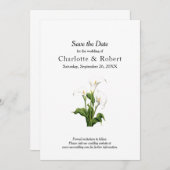 Elegante witte Calla Lily Save The Date (Voorkant / Achterkant)