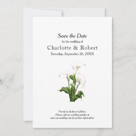 Elegante witte Calla Lily Save The Date