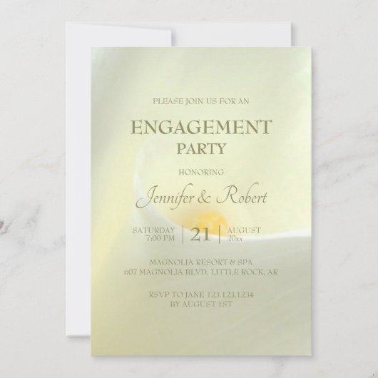 Elegante witte Calla Lily Verloving uitnodiging (Voorkant)