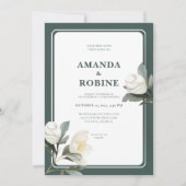 Elegante Witte Camellia Bloemen Huwelijksuitnodigi Kaart (Voorkant)