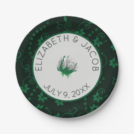 Elegante witte camellia bruiloft papieren bordje