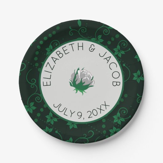 Elegante witte camellia bruiloft papieren bordje (Voorkant)