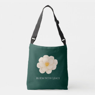 Elegante Witte Camellia Diep Groen Botanisch Bloei Crossbody Tas
