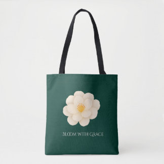Elegante Witte Camellia Diep Groen Botanisch Bloei Tote Bag
