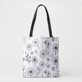 Elegante witte Canvas tas met delicaat bloemmotief