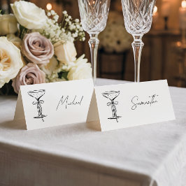 Elegante Witte Champagne Plaatskaartje