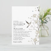 Elegante Witte Chinoiserie Bloemen Trouwfoto Kaart (Staand voorkant)