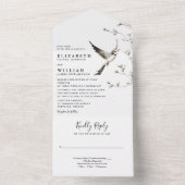 Elegante Witte Chinoiserie Bloementuin Trouwen All In One Uitnodiging (Binnen)