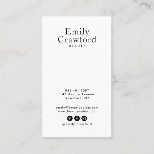 Elegante witte chique gouden minimalistische schoo visitekaartje (Achterkant)