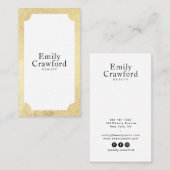 Elegante witte chique gouden minimalistische schoo visitekaartje (Voorkant / Achterkant)
