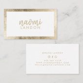 Elegante witte chique gouden moderne vierkante min visitekaartje (Voorkant / Achterkant)