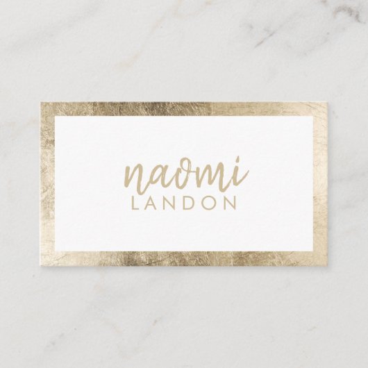 Elegante witte chique gouden moderne vierkante min visitekaartje (Voorkant)
