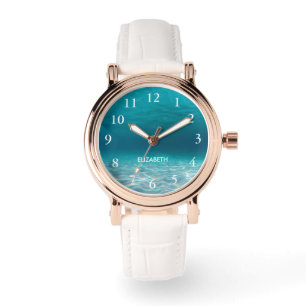 Elegante witte cijfers onderwater foto gepersonali horloge