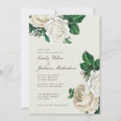 Elegante witte crème bloemen botanische bruiloft kaart (Voorkant)