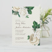 Elegante witte crème bloemen botanische bruiloft kaart (Staand voorkant)