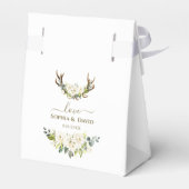 Elegante witte crème bloemen gewei bruiloft bedankdoosjes (Achterkant)