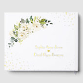 Elegante witte crème bloemen gouden bruiloft gastenboek (Achterkant)