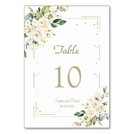 Elegante witte crème bloemen gouden glitter bruilo kaart