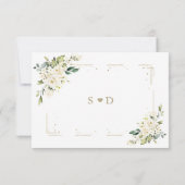 Elegante witte crème bloemen gouden glitter bruilo save the date (Achterkant)