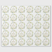 Elegante witte crème bloemen gouden kruis doop cadeaupapier (Vlak)