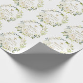 Elegante witte crème bloemen gouden kruis doop cadeaupapier (Hoek)