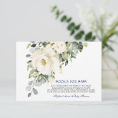 Elegante witte crème bloemen jongensboeken voor ba informatiekaartje (Staand voorkant)