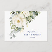 Elegante witte crème bloemen jongensboeken voor ba informatiekaartje (Achterkant)