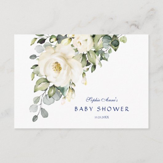 Elegante witte crème bloemen jongensboeken voor ba informatiekaartje (Achterkant)