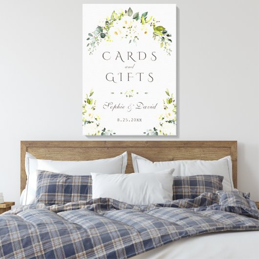 Elegante Witte Crème Bloemen Kaarten & Geschenken  Canvas Afdruk (Insitu (Slaapkamer))